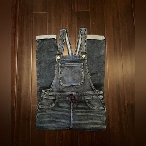 Girls Justice dark wash overalls Size 14